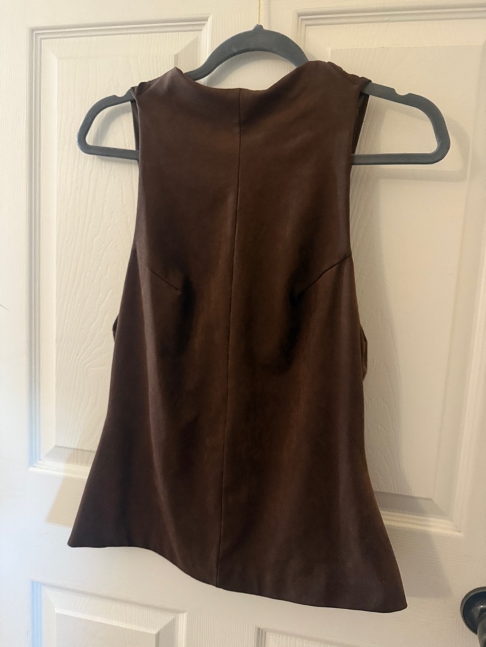 Zara Brown Sleeveless Faux-Leather Top
